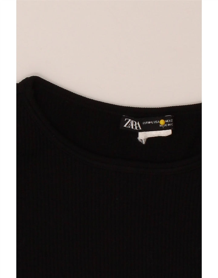 ZARA Womens Crop Blouse Top UK 12 Medium Black Vintage Zara and Second-Hand Zara from Messina Hembry 