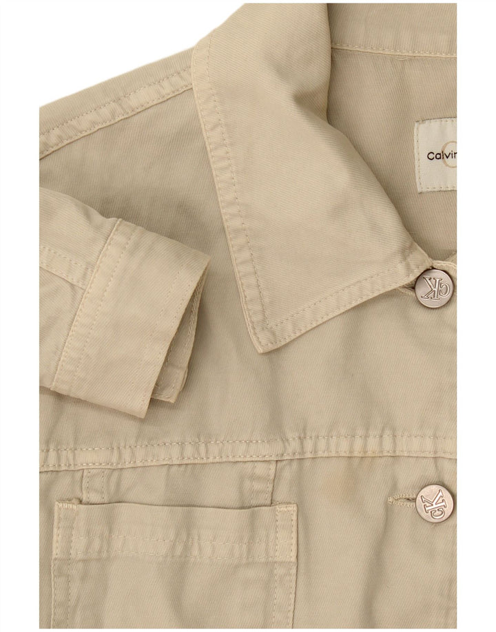 Calvin Klein Womens Denim Jacket UK 14 Medium Beige