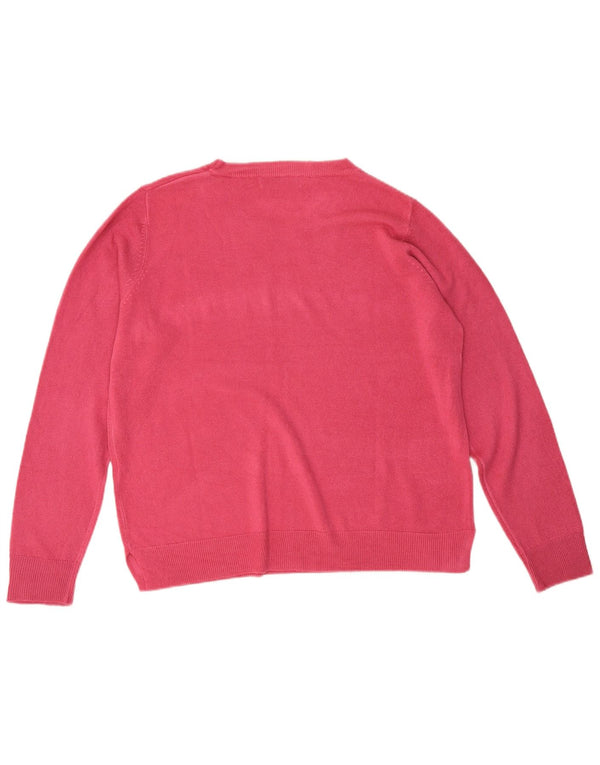 Marks & Spencer Womens Boat Neck Jumper Sweater UK 18 XL Pink Acrylic