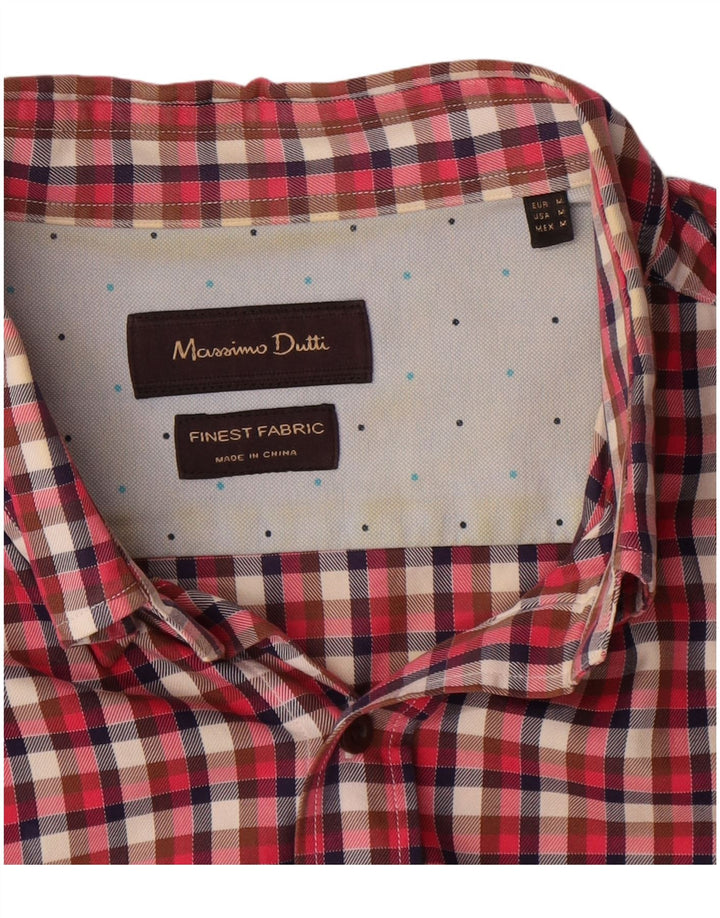 Massimo Dutti Mens Flannel Shirt Medium Red Check