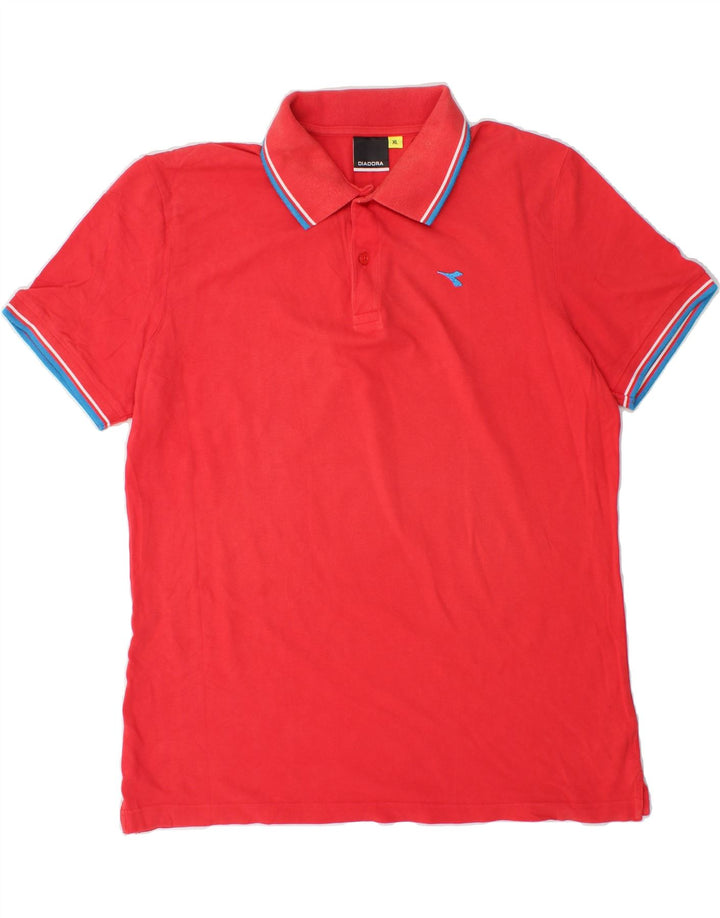 DIADORA Mens Polo Shirt XL Red Cotton Vintage Diadora and Second-Hand Diadora from Messina Hembry 