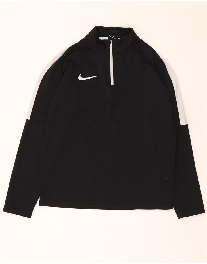 NIKE Mens Dri Fit Zip Neck Pullover Tracksuit Top Small Black Colourblock