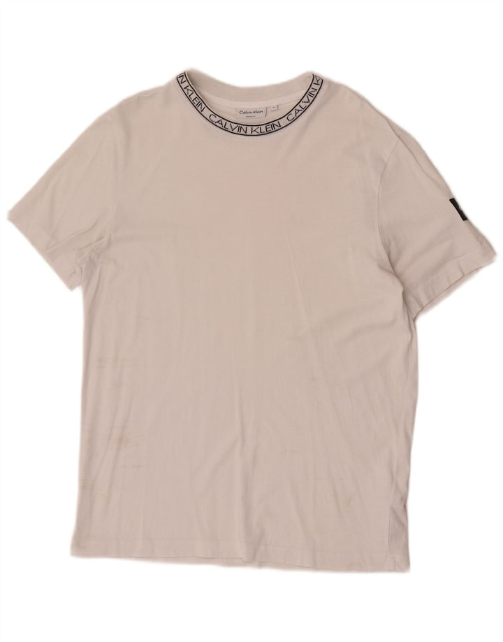 Calvin Klein Mens Graphic T-Shirt Top Medium White Cotton