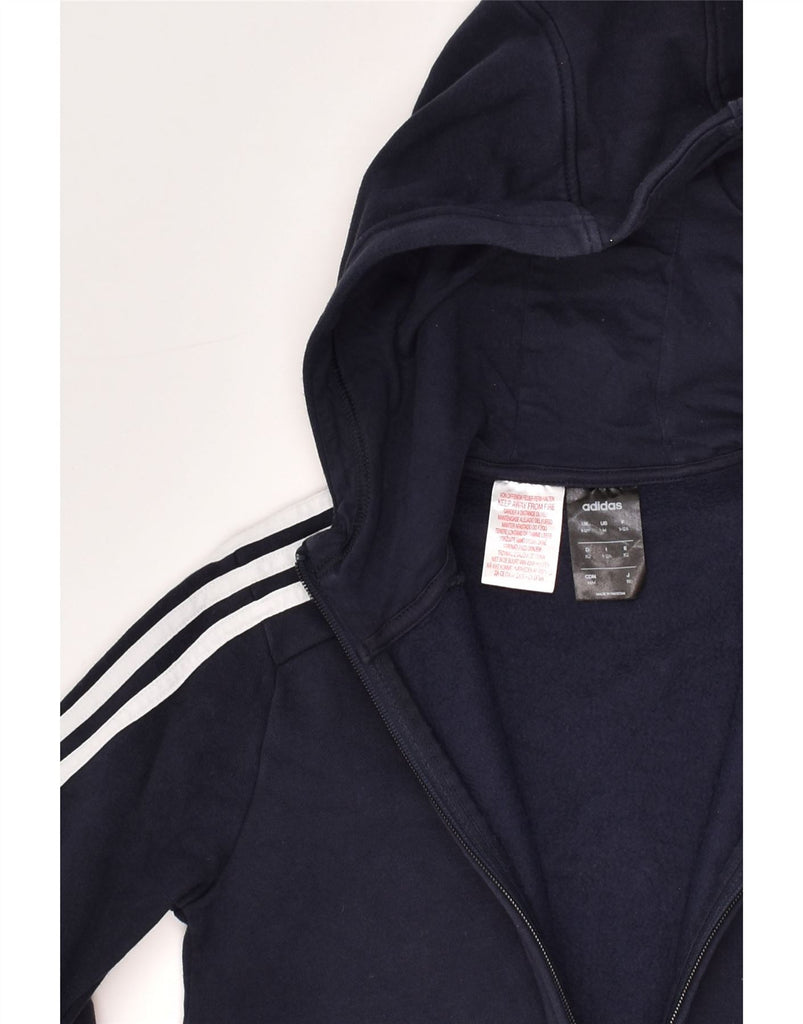 ADIDAS Boys Zip Hoodie Sweater 11-12 Years Navy Blue Cotton | Vintage Adidas | Thrift | Second-Hand Adidas | Used Clothing | Messina Hembry 