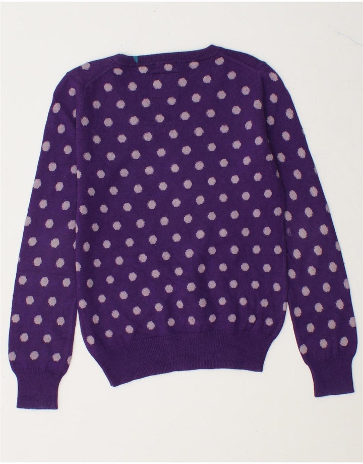 SUN68 Girls Boat Neck Jumper Sweater 7-8 Years Purple Polka Dot Cotton Vintage Sun68 and Second-Hand Sun68 from Messina Hembry 