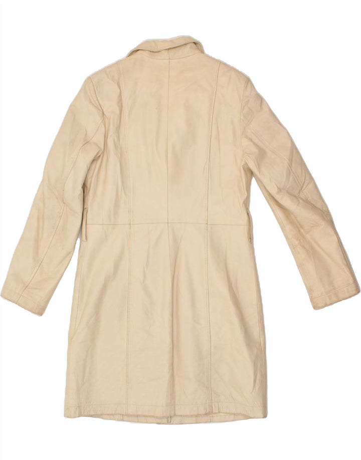 COCONUDA Womens Leather Coat UK 14 Medium Off White Leather Vintage Coconuda and Second-Hand Coconuda from Messina Hembry 