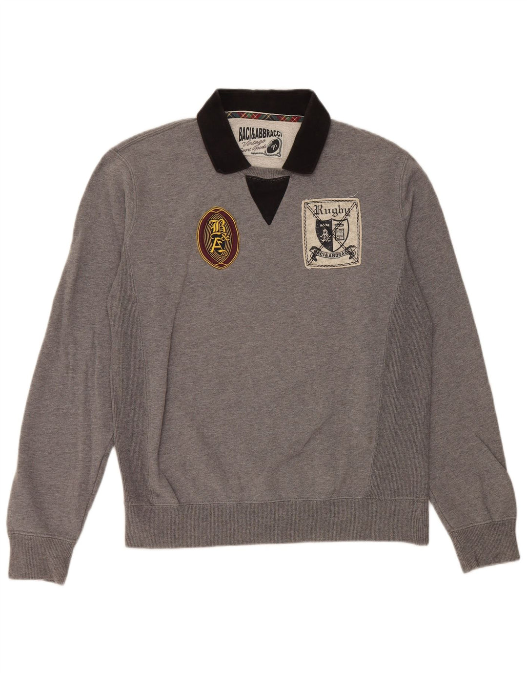 BACI & ABBRACCI Mens Graphic Sweatshirt Jumper Medium Grey Colourblock