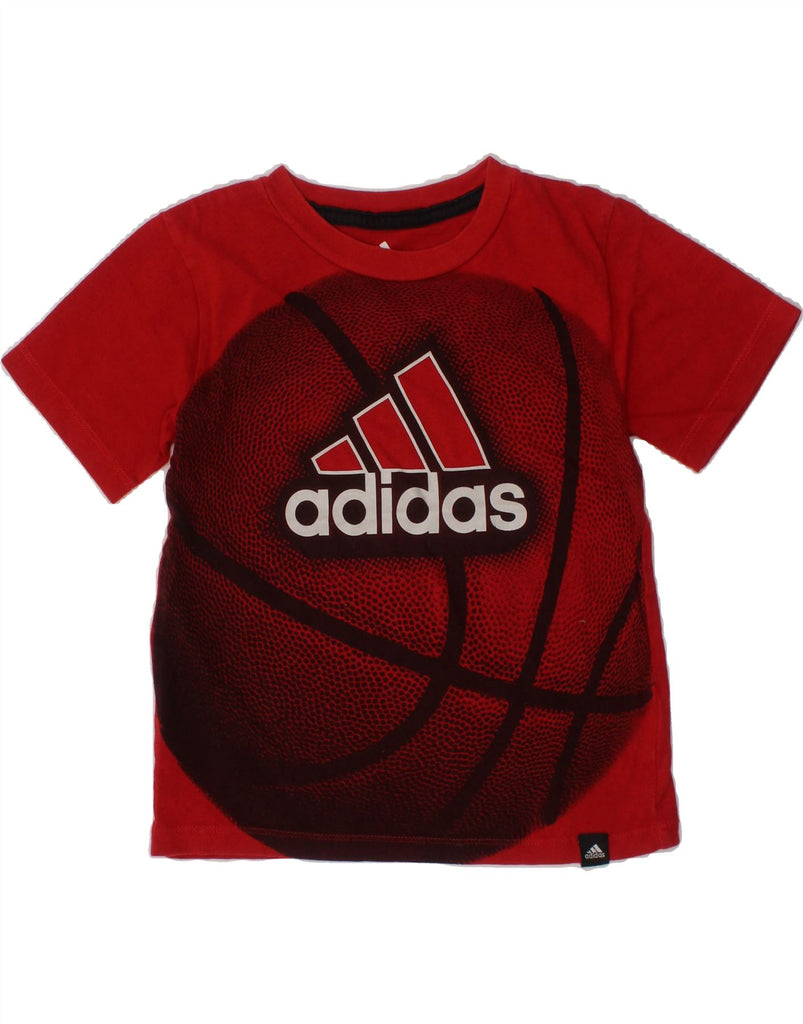 ADIDAS Boys Graphic T-Shirt Top 3-4 Years Red Cotton Vintage Adidas and Second-Hand Adidas from Messina Hembry 