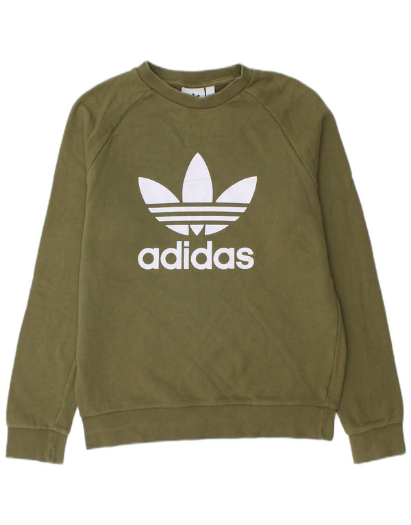 Adidas Mens Graphic Sweatshirt Jumper Small Khaki Cotton