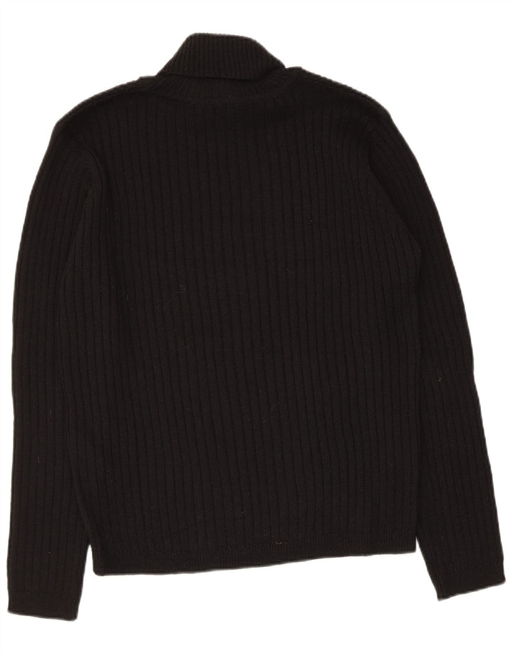 Zara Womens Roll Neck Jumper Sweater UK 16 Large Black Wool