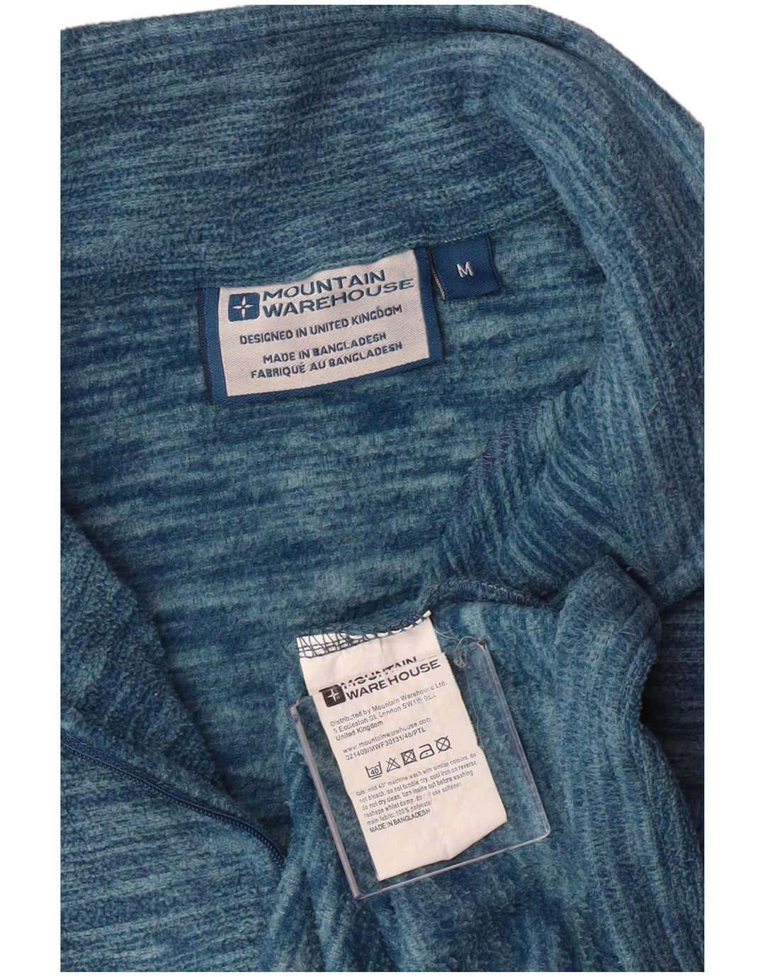 MOUNTAIN WAREHOUSE Womens Zip Neck Fleece Jumper UK 14 Medium Blue Flecked