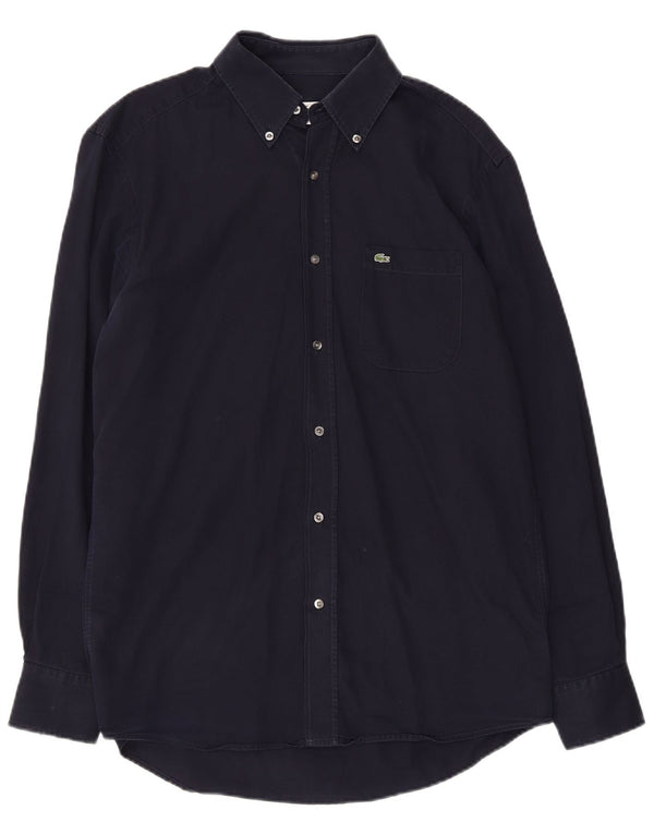 LACOSTE Mens Regular Fit Shirt Size 40 Medium Navy Blue Cotton