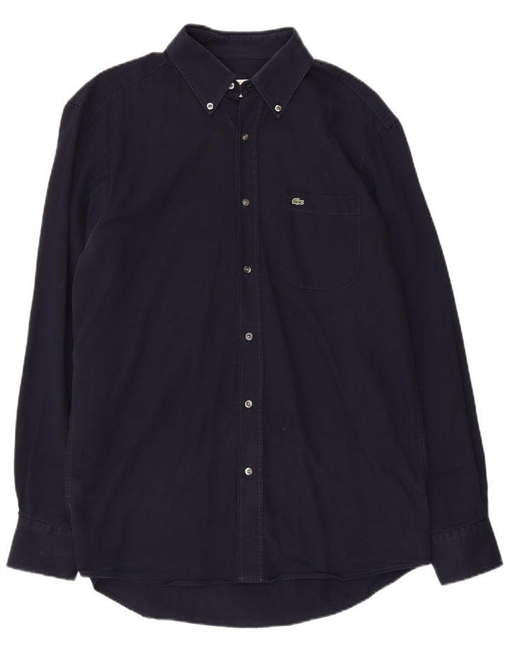 LACOSTE Mens Regular Fit Shirt Size 40 Medium Navy Blue Cotton
