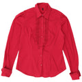BENETTON Womens Shirt Blouse UK 16 Large Red Cotton