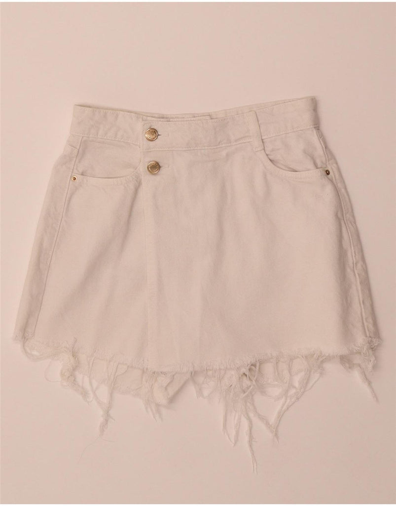 ZARA Womens High Waist Denim Shorts XS W26  Off White Cotton Vintage Zara and Second-Hand Zara from Messina Hembry 