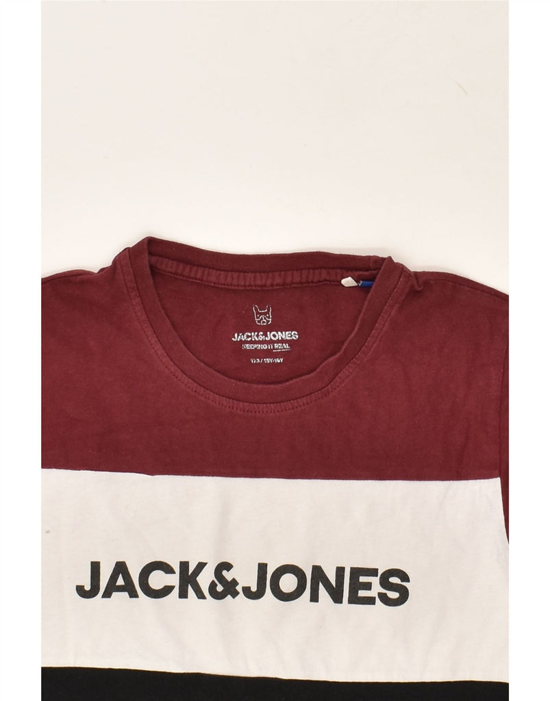 JACK & JONES Boys Graphic T-Shirt Top 15-16 Years Black Colourblock Cotton | Vintage Jack & Jones | Thrift | Second-Hand Jack & Jones | Used Clothing | Messina Hembry 