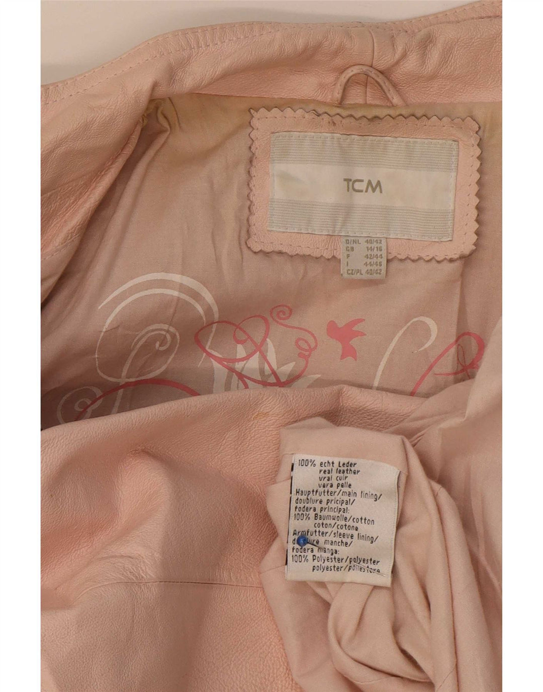 TCM Womens Leather Jacket UK 14/16 Large Pink
