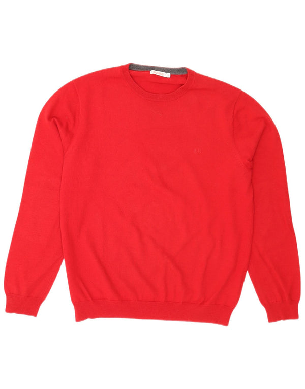 Sun68 Mens Crew Neck Jumper Sweater Medium Red Wool