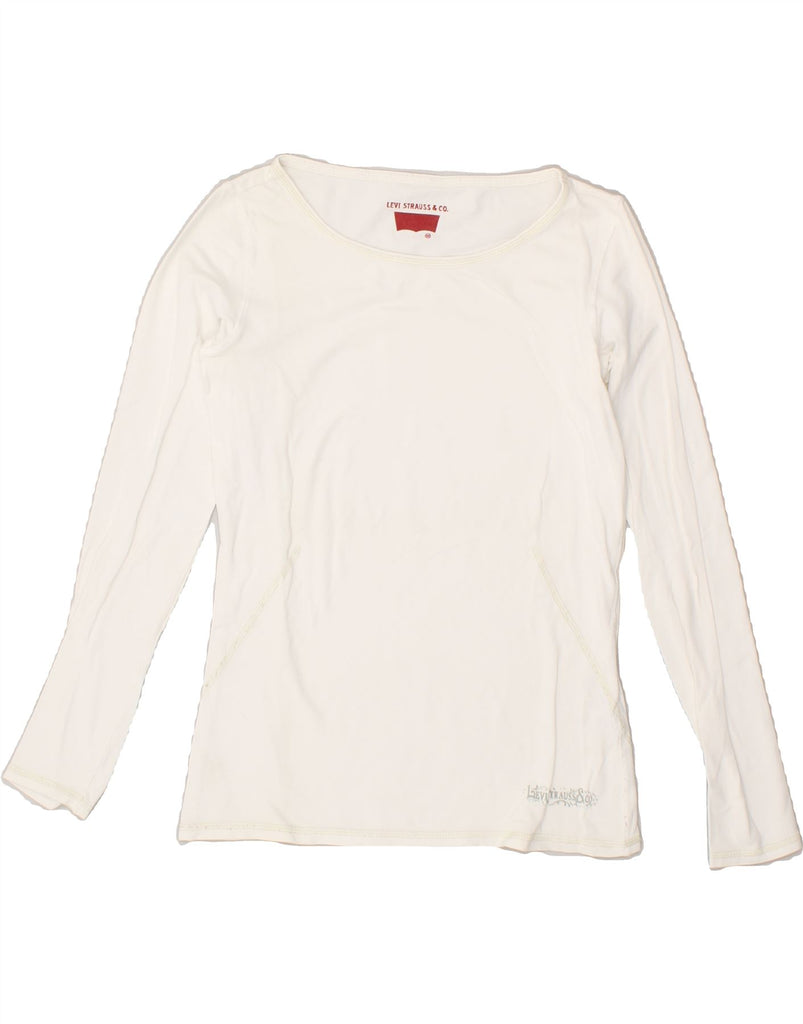 LEVI'S Womens Top Long Sleeve UK 12 Medium White Cotton Vintage Levi's and Second-Hand Levi's from Messina Hembry 