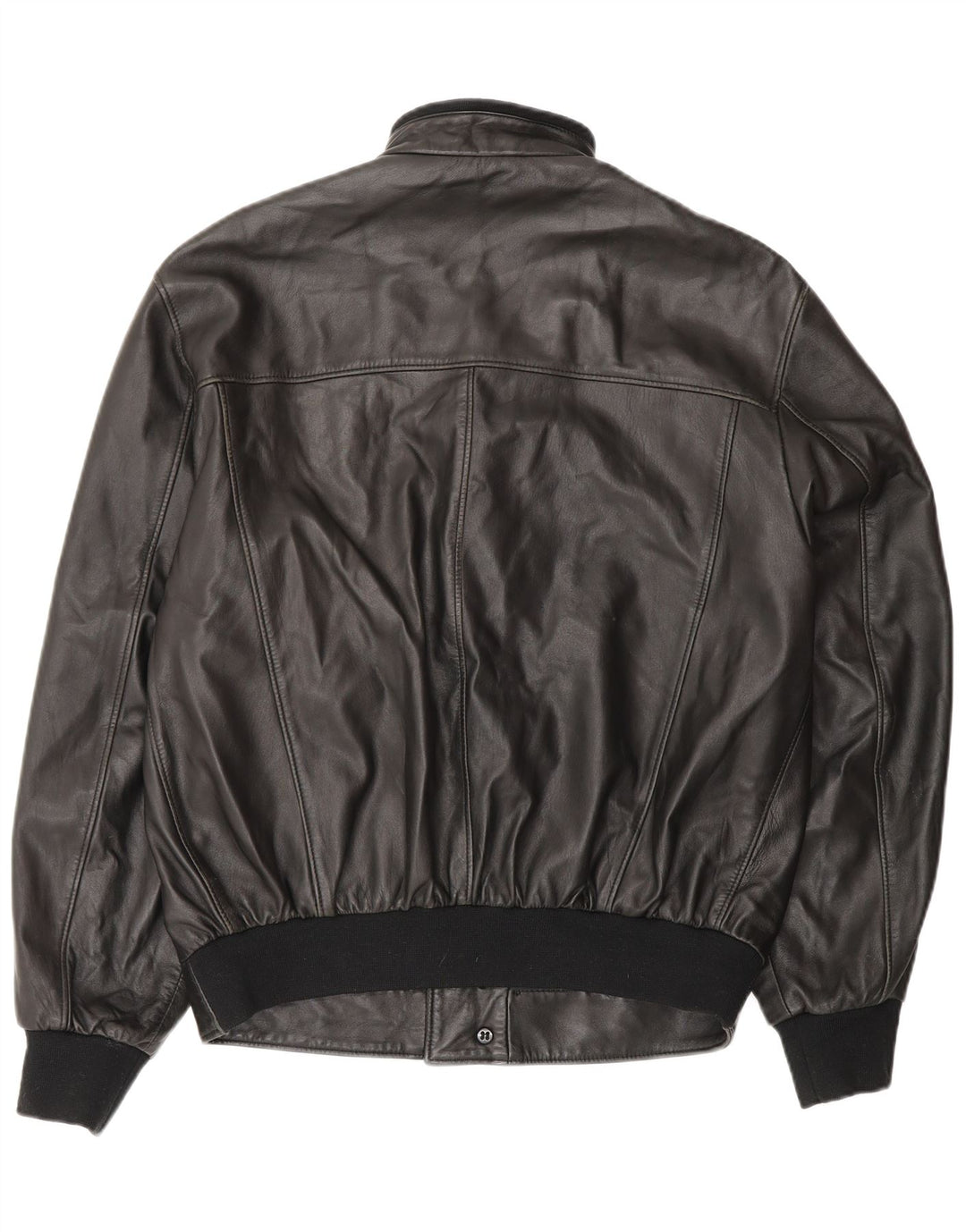 Vintage Mens Leather Jacket IT 48 Medium Black Leather