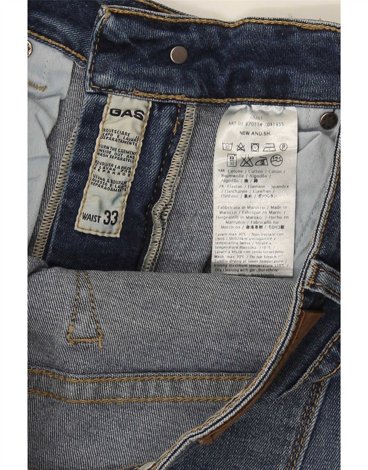 Gas Mens Denim Shorts W33 Medium Blue Cotton