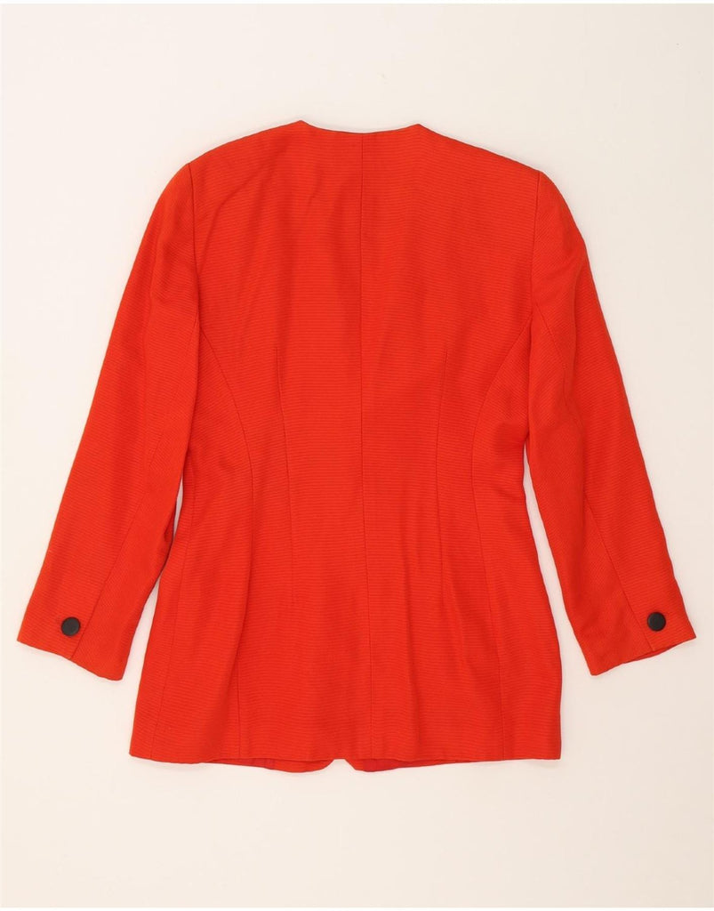 LAUREL Womens 1 Button Blazer Jacket UK 14 Medium Red Pinstripe Cotton Vintage Laurel and Second-Hand Laurel from Messina Hembry 