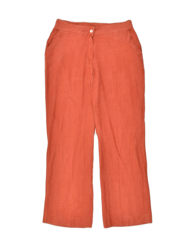 VINTAGE Womens Straight Casual Trousers IT 42 Medium W30 L29  Orange Linen | Vintage Vintage | Thrift | Second-Hand Vintage | Used Clothing | Messina Hembry 