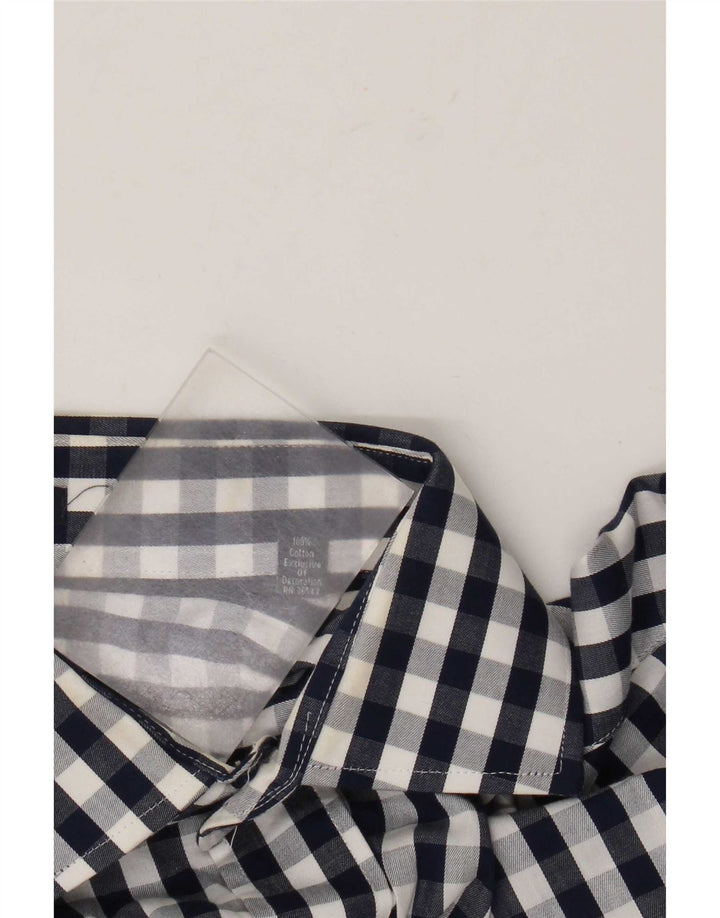 Tommy Hilfiger Mens Regular Fit Shirt Size 15 1/2 Medium Navy Blue Gingham