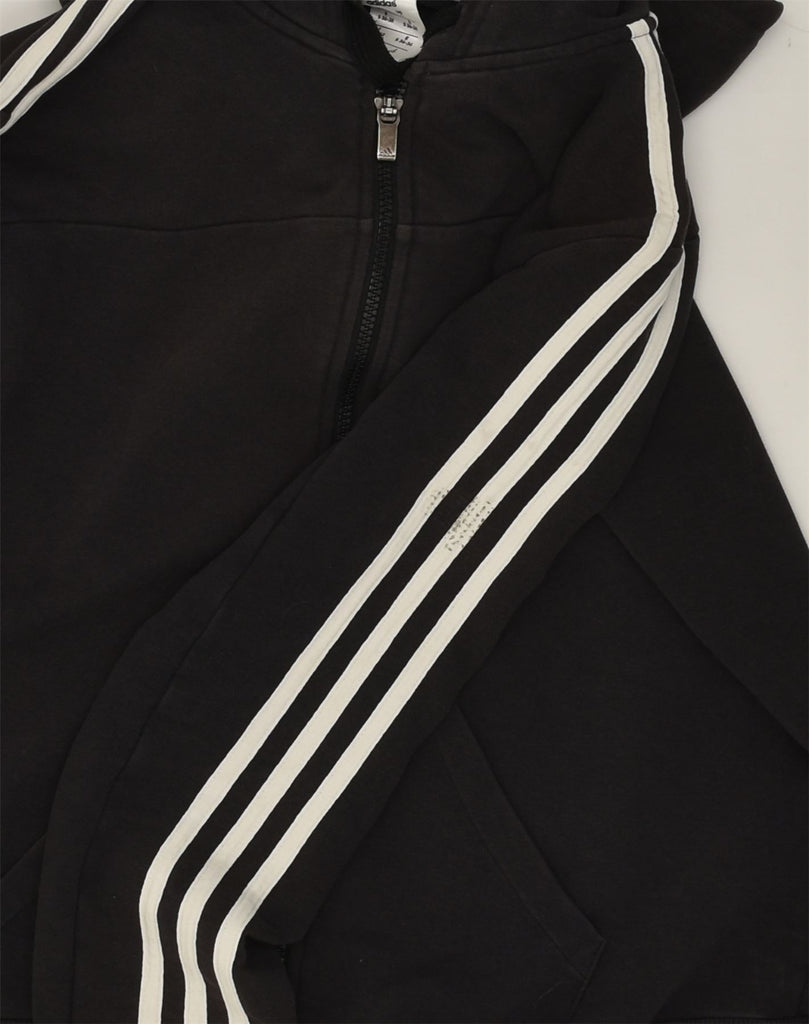 ADIDAS Womens Zip Hoodie Sweater UK 8/10 Small Black Striped Cotton | Vintage Adidas | Thrift | Second-Hand Adidas | Used Clothing | Messina Hembry 