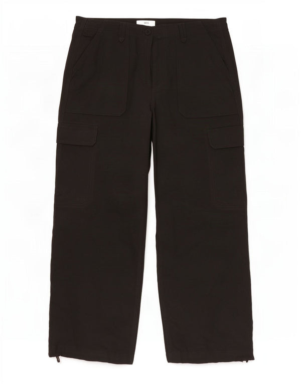 Marks & Spencer Womens Wide Leg Cargo Trousers UK 14 Large W32 L28 Black