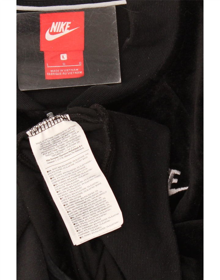 Nike Womens Velour Tracksuit Top Jacket UK 14 Large Black Polyester
