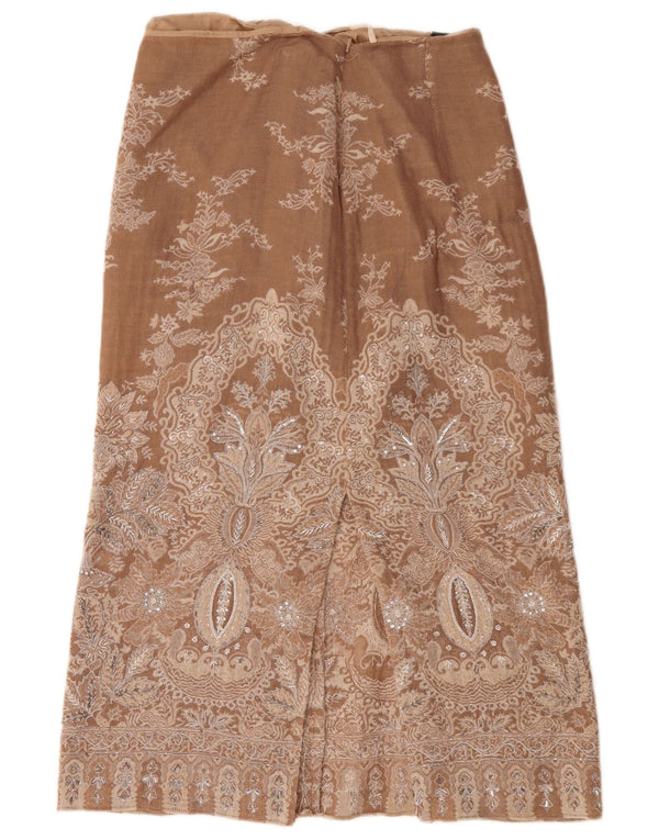 Luisa Spagnoli Womens Midi Skirt IT 46 Large W32  Brown Paisley Wool