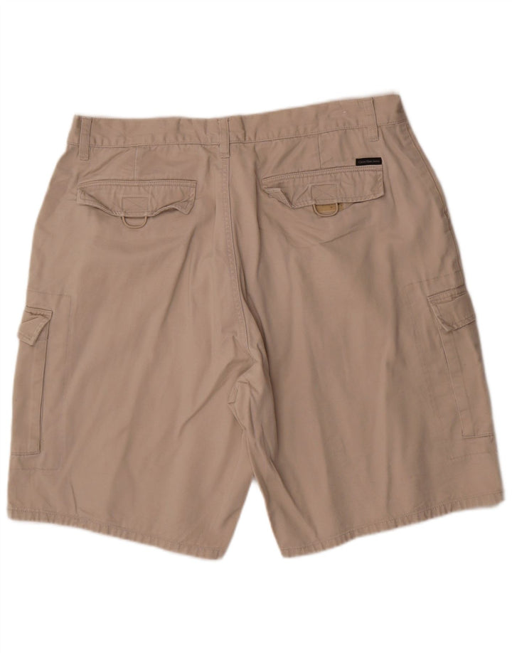 Calvin Klein Mens Cargo Shorts W38 XL Beige Cotton