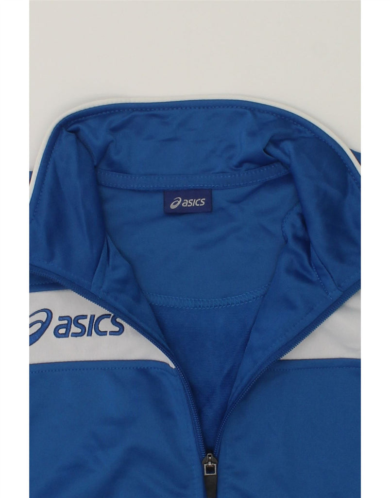 ASICS Boys Graphic Tracksuit Top Jacket 9-10 Years Blue Colourblock | Vintage Asics | Thrift | Second-Hand Asics | Used Clothing | Messina Hembry 