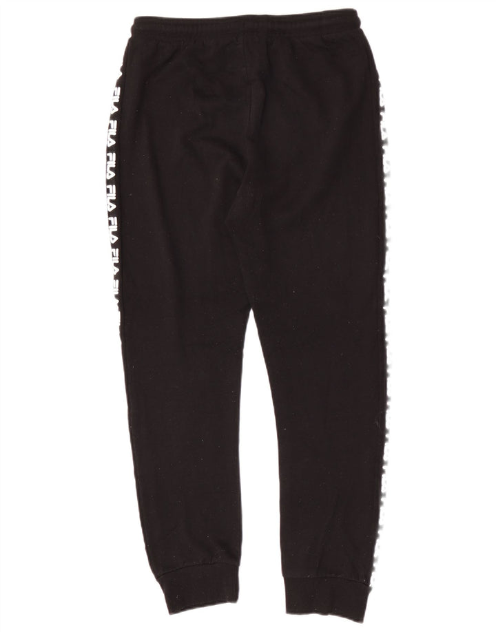 Fila Boys Graphic Tracksuit Trousers Joggers 13-14 Years Black Polyester