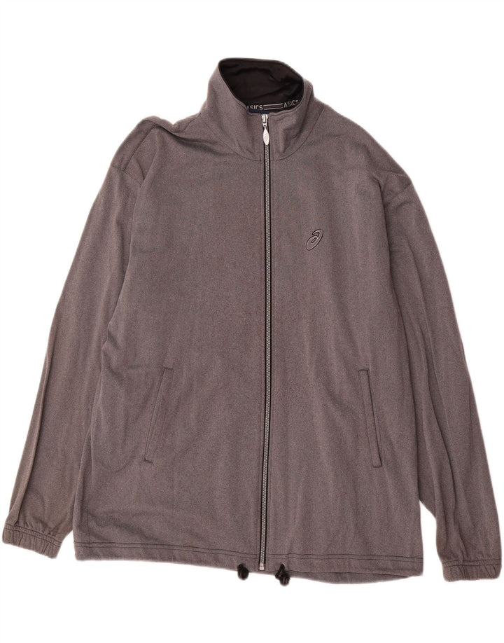 ASICS Mens Tracksuit Top Jacket Large Grey Polyester
