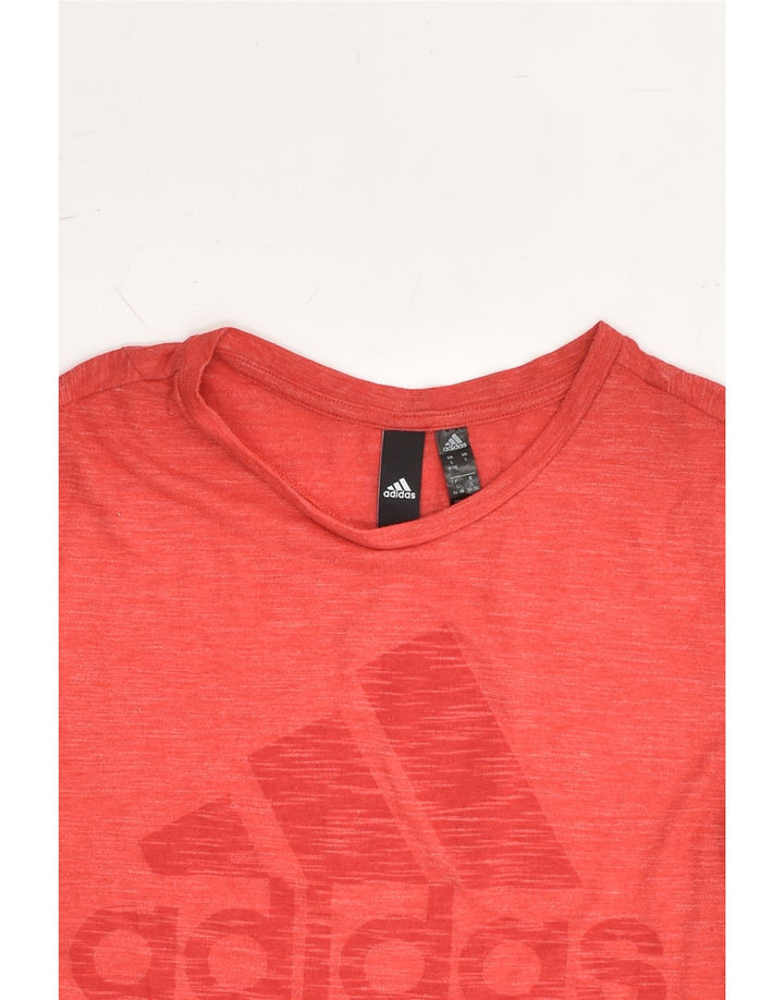 ADIDAS Womens Graphic T-Shirt Top UK 8-10 Small  Red Flecked Cotton | Vintage Adidas | Thrift | Second-Hand Adidas | Used Clothing | Messina Hembry 