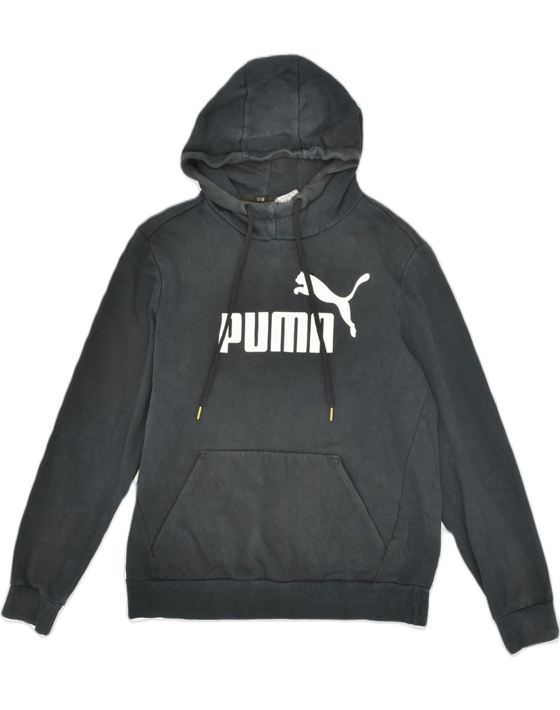 PUMA Mens Graphic Hoodie Jumper Medium Black Cotton | Vintage Puma | Thrift | Second-Hand Puma | Used Clothing | Messina Hembry 