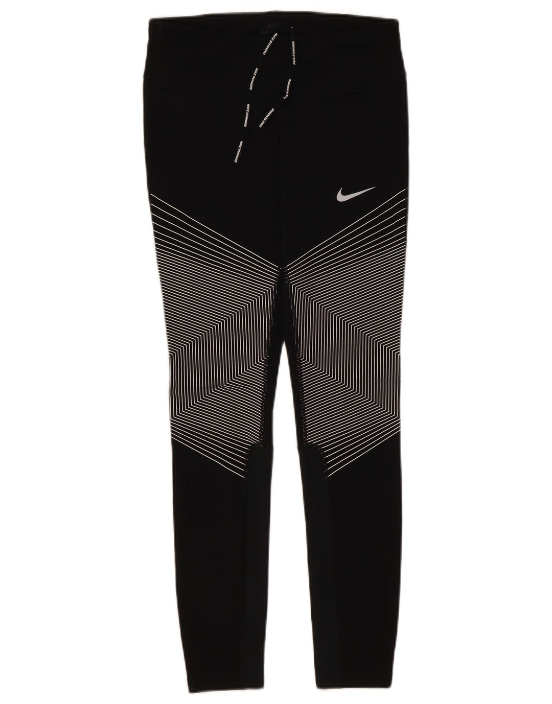 NIKE Womens Dri Fit Leggings UK 10 Small  Black Pinstripe Polyester