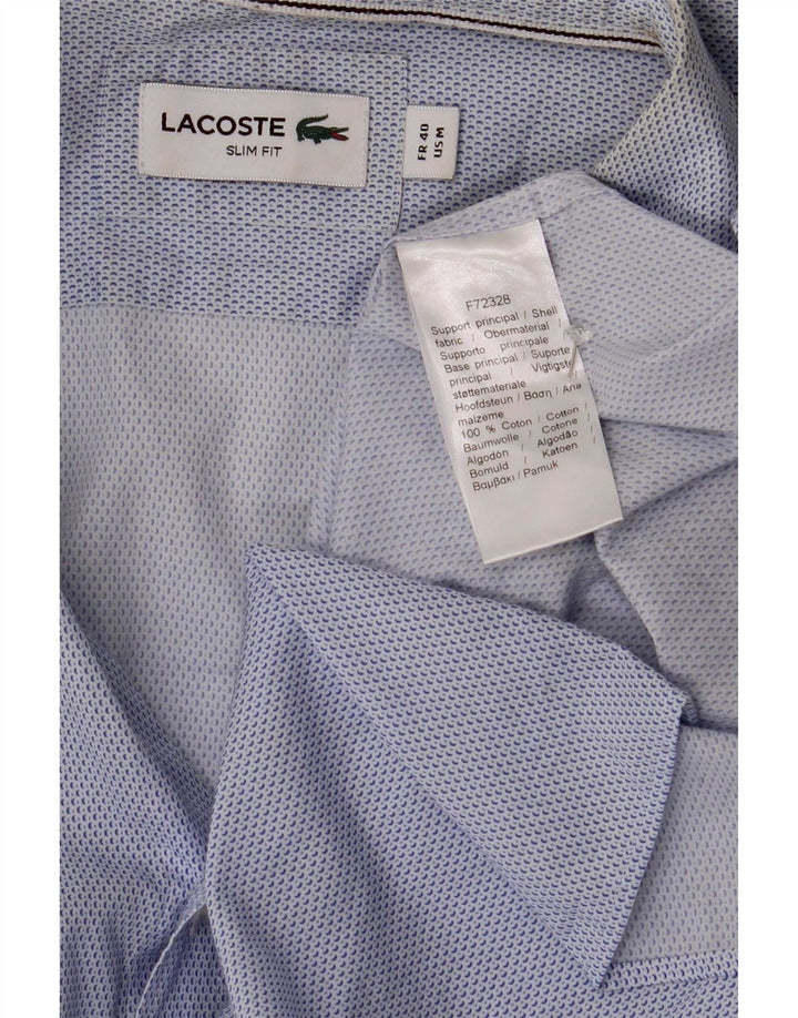 Lacoste Mens Slim Fit Shirt Size 40 Medium Blue Spotted Cotton