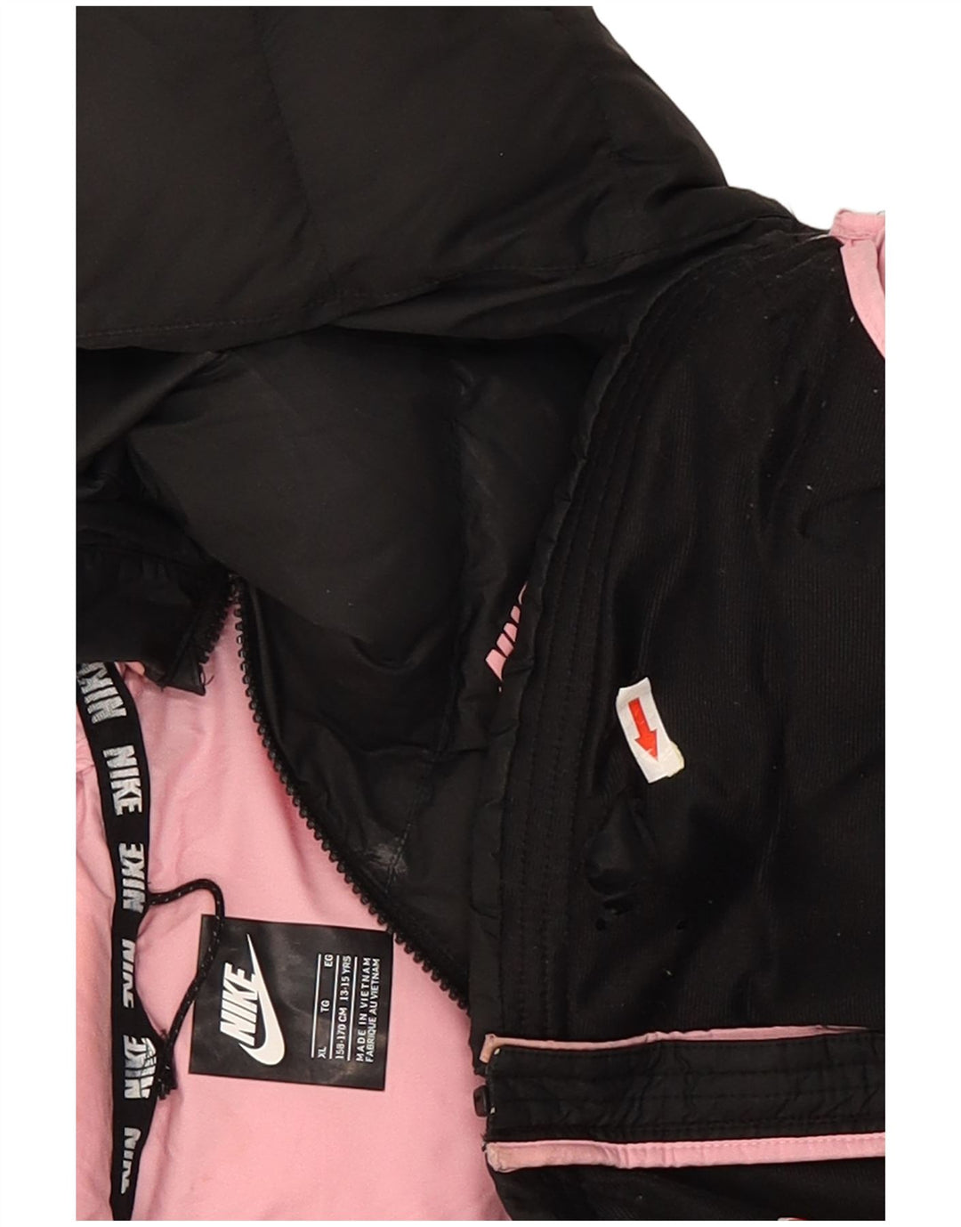 Nike Girls Hooded Padded Jacket 13-14 Years XL Black Polyester