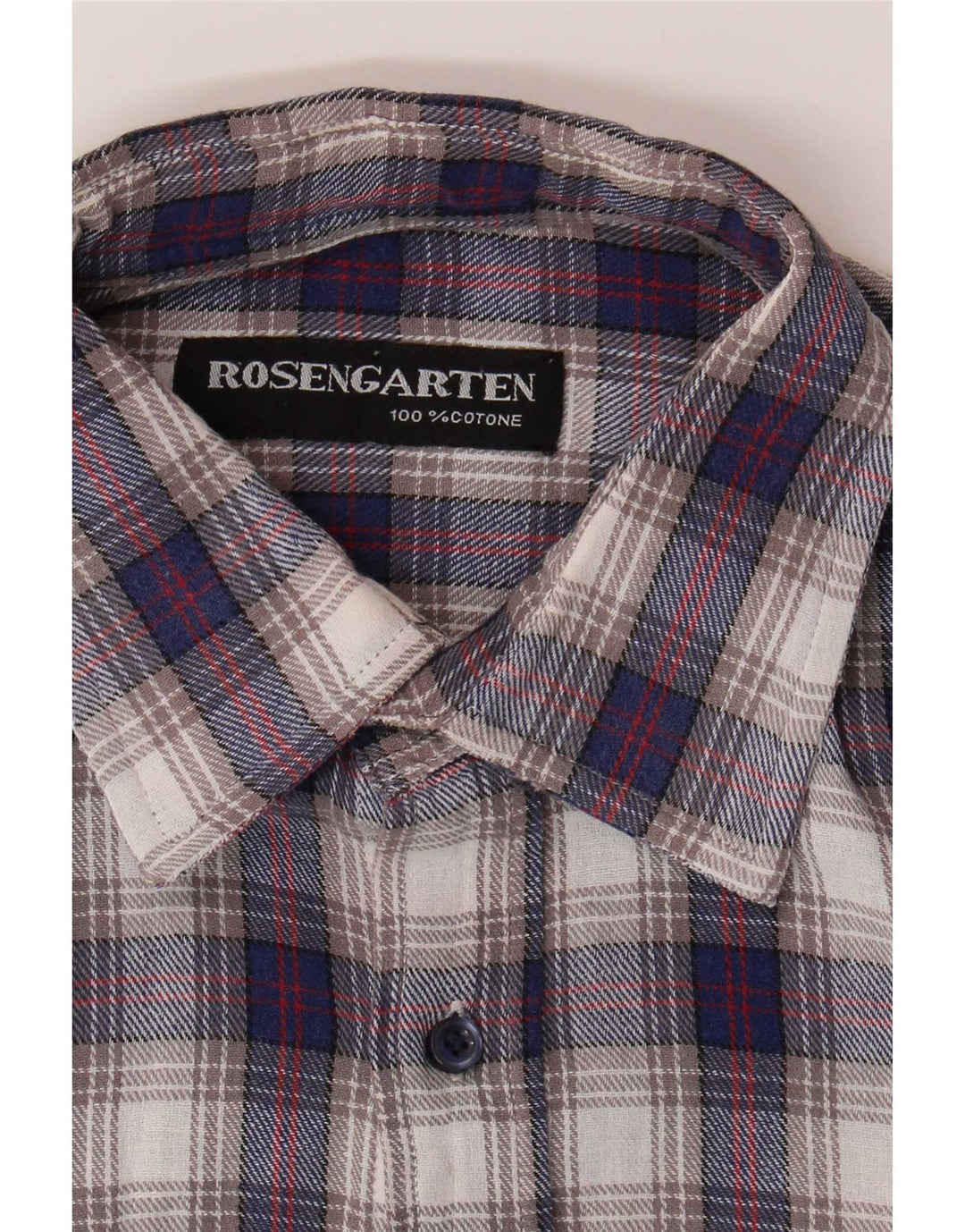 Rosengarten Mens Flannel Shirt Medium Blue Check Cotton