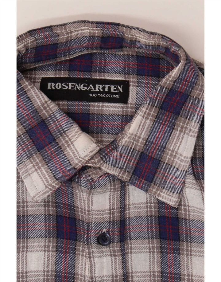 Rosengarten Mens Flannel Shirt Medium Blue Check Cotton