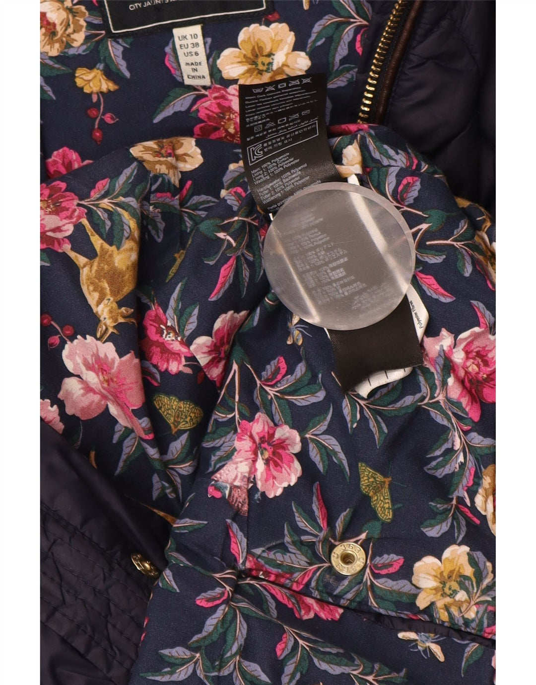 JOULES Womens Quilted Jacket UK 10 Small Navy Blue Polyamide