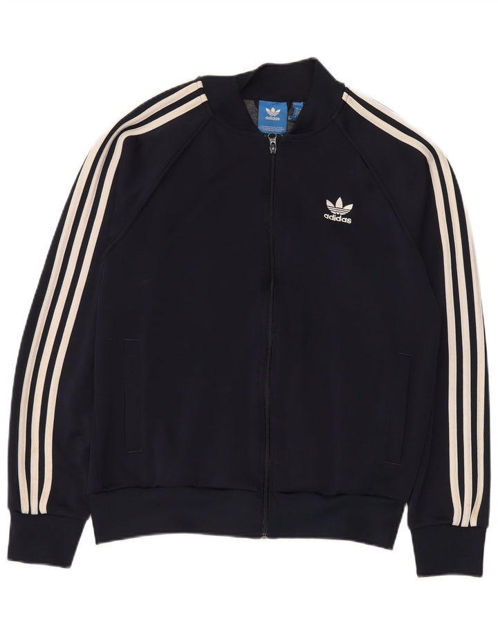Adidas Mens Tracksuit Top Jacket Large Navy Blue Polyester