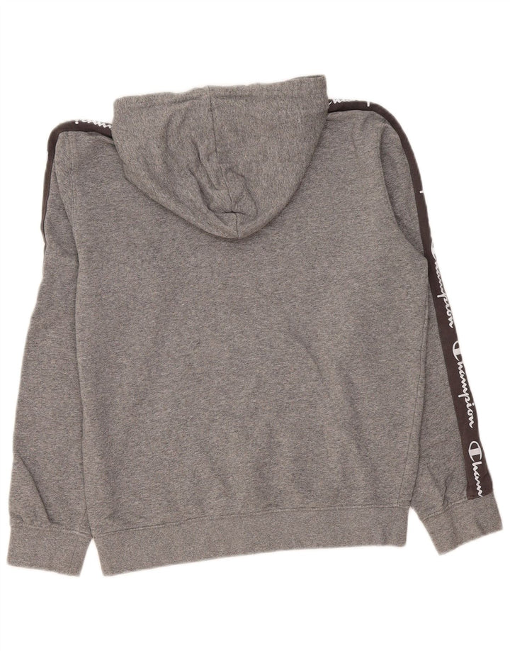 Champion Mens Graphic Hoodie Jumper Medium Grey Colourblock Cotton