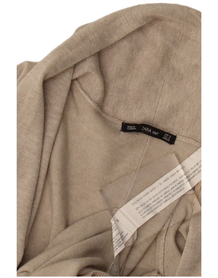 Zara Womens Open Cardigan Sweater UK 10 Small Beige Viscose