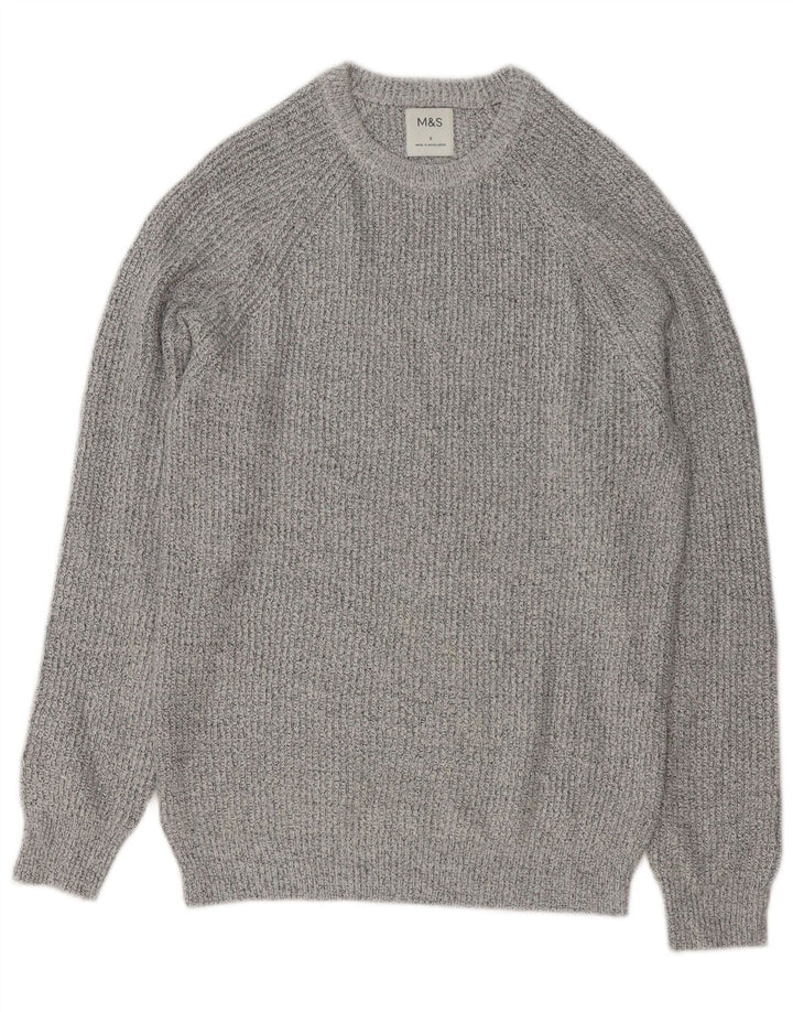 Marks & Spencer Mens Crew Neck Jumper Sweater Small Grey Polyamide