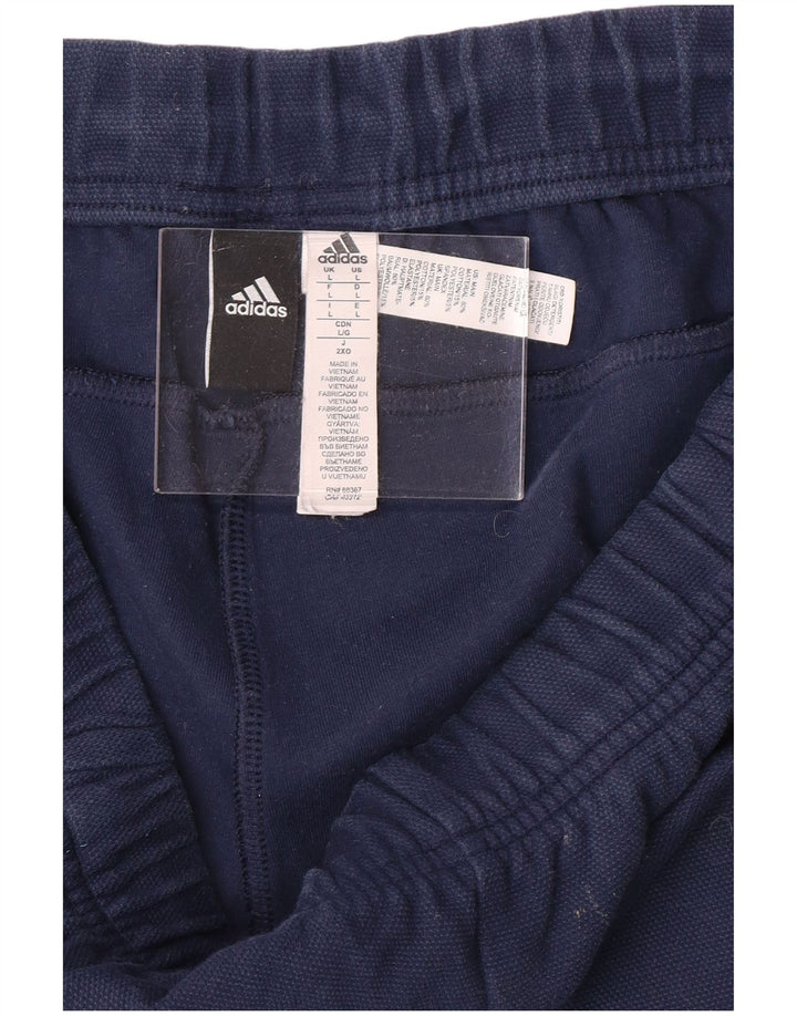 ADIDAS Mens Tracksuit Trousers Joggers Large  Navy Blue Cotton