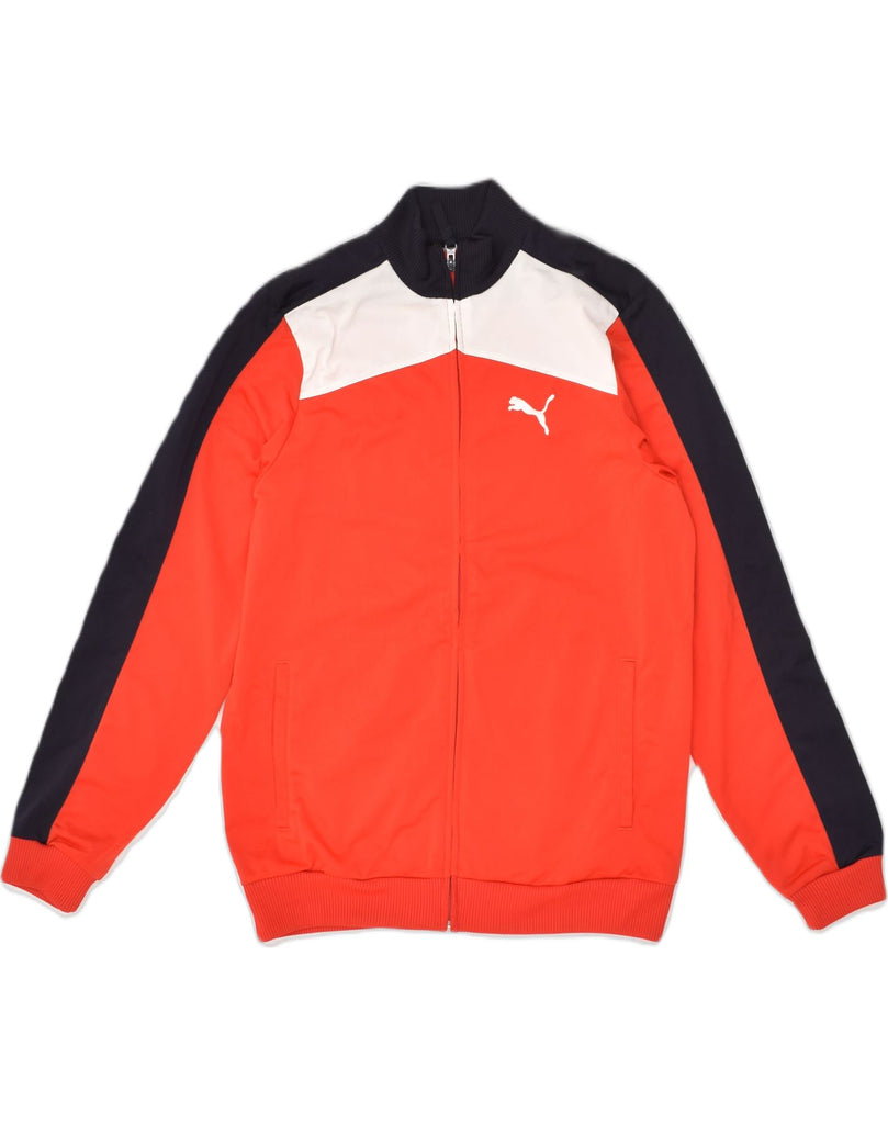 PUMA Mens Tracksuit Top Jacket UK 34/36 Small Red Colourblock Polyester | Vintage Puma | Thrift | Second-Hand Puma | Used Clothing | Messina Hembry 